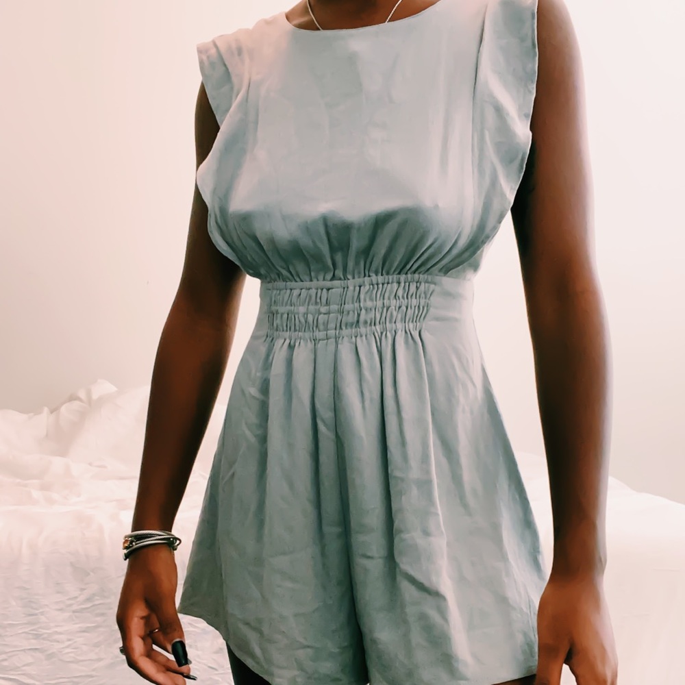 grey backless romper